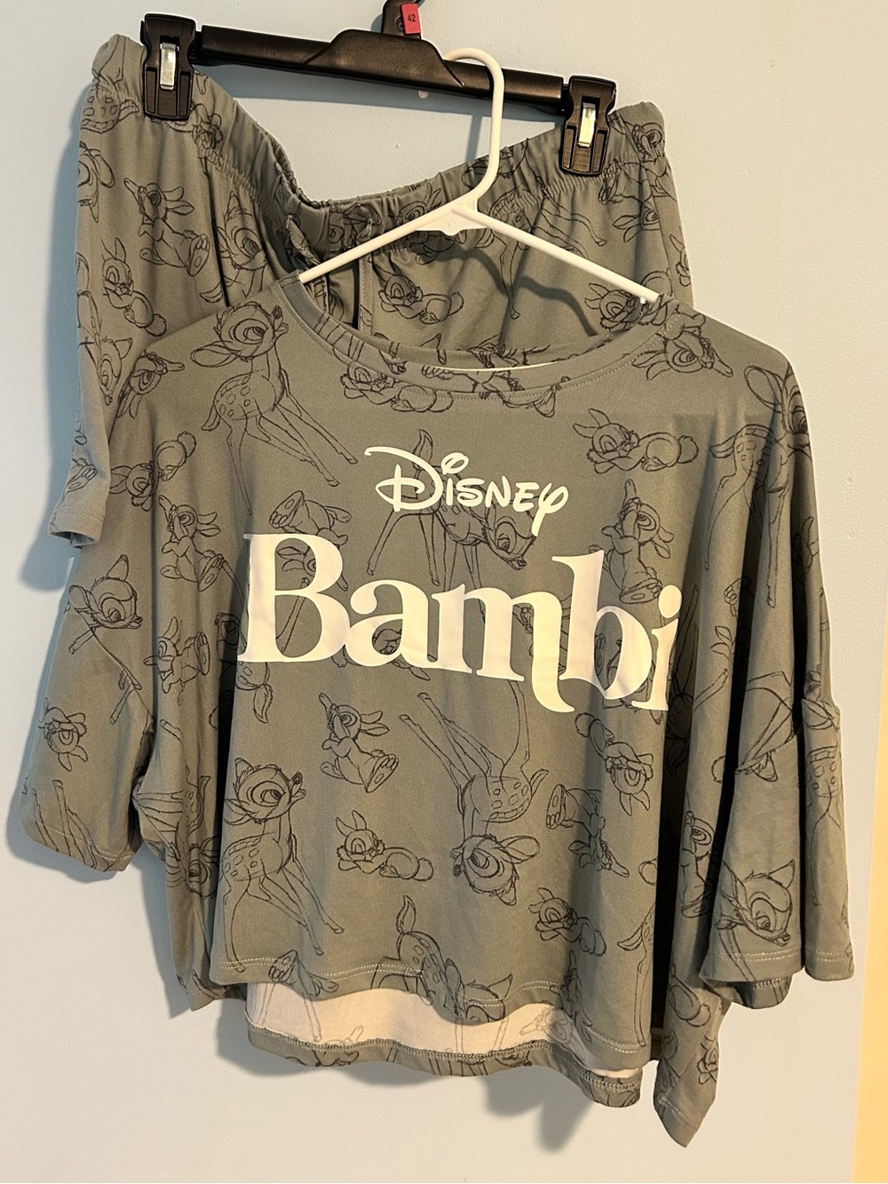 Primark Disney Bambi Pajama Set in Sage Green and White